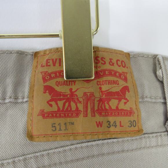 Vintage LEVIS 511 Khaki High Rise Straight Leg Jeans 34" - Picture 5 of 6
